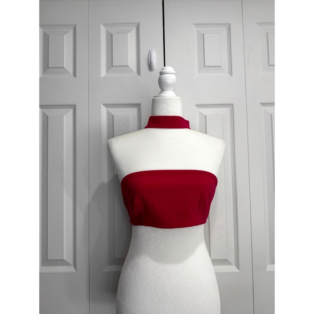 NWT Choosy Crop Tube Top Women 2 Pink Halter Neck Back Zip Bandeau Party Beach